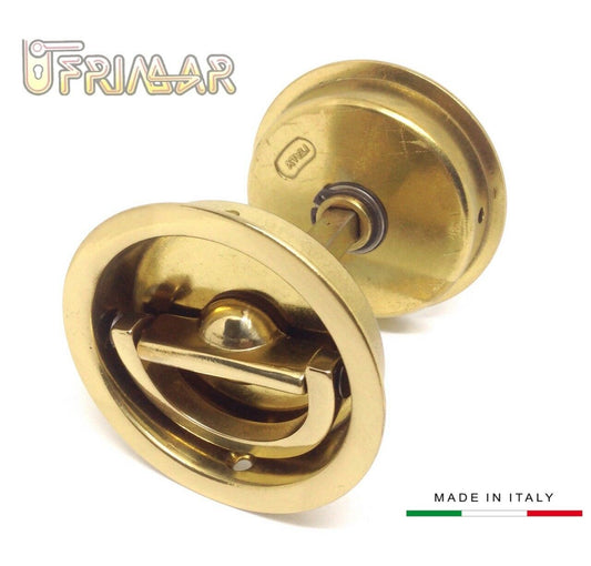 Kit maniglie incasso Rivadossi 54 doppio anello girevole Ottone Lucido D.mm.65