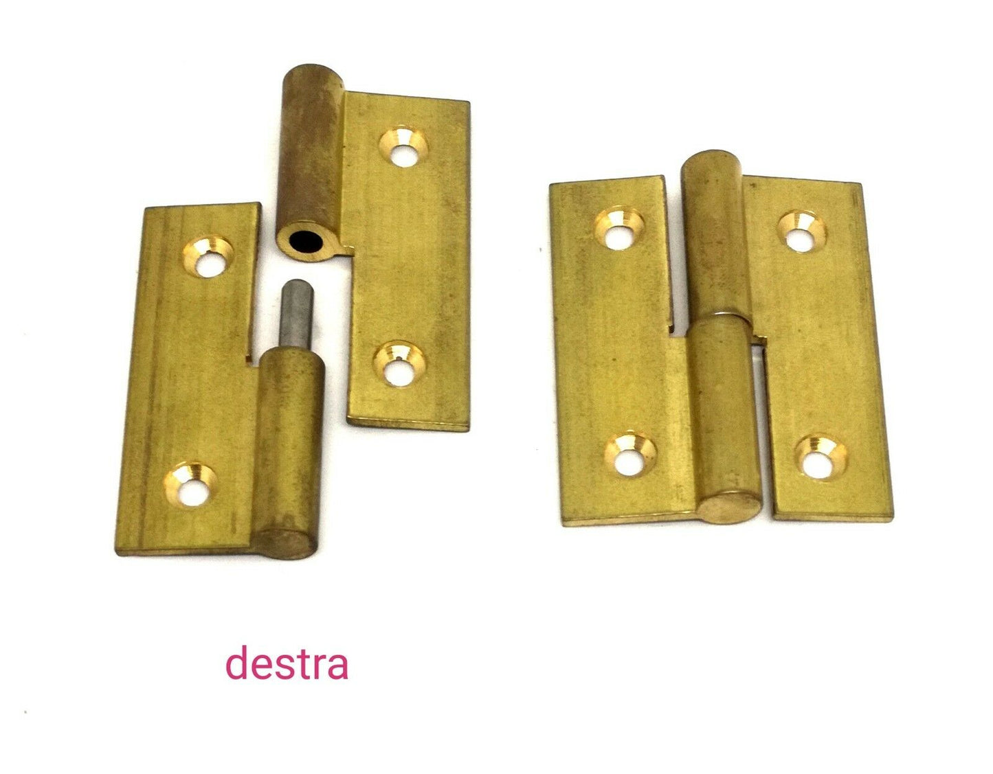 CERNIERE MOBILI ANTICHI IN OTTONE TIPO PIANO mm.60x50 Dx/Sx SFILABILE mm.10