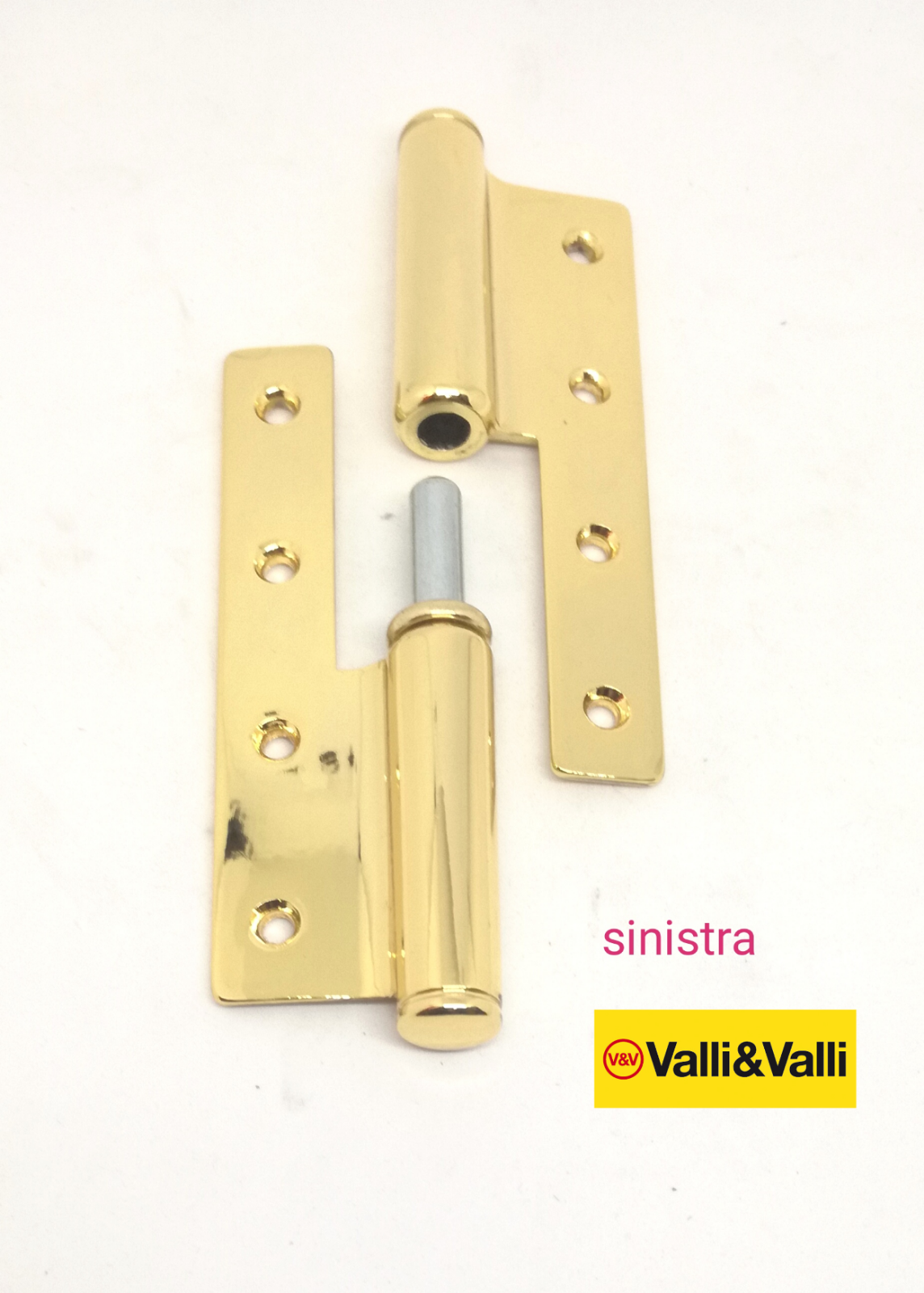 CERNIERA PORTA VALLI & VALLI / FORGES K237 Oro lucido mm.135x68 Dx / Sx