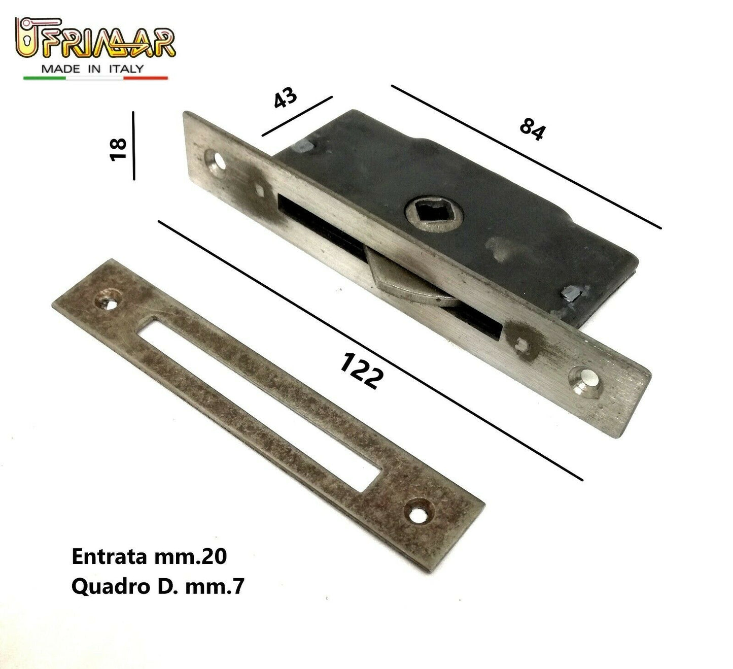 CREMONESE CHIUSURA PER FINESTRE PIASTRA mm.122x18 QUADRO mm.7 MARTELLINA INCASSO