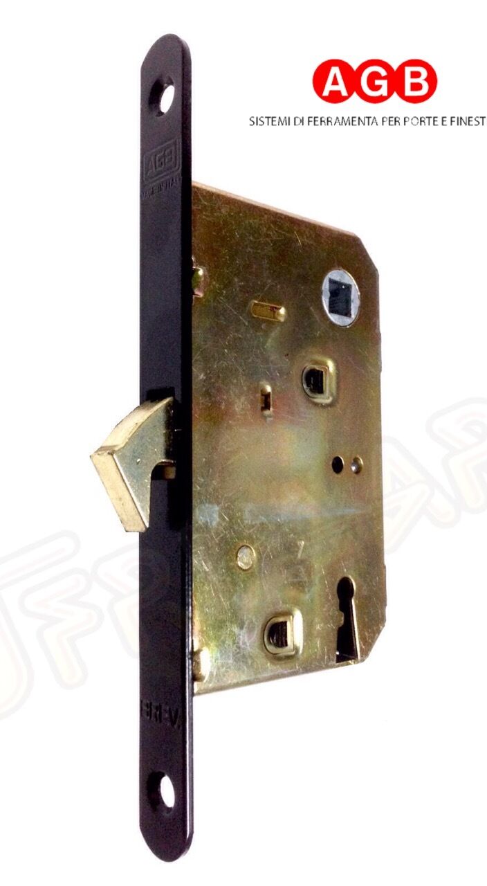 SERRATURA AGB SCIVOLA A GANCIO 01771.50 NERA CHIUSURA Q.8 + CHIAVE DI BLOCCO