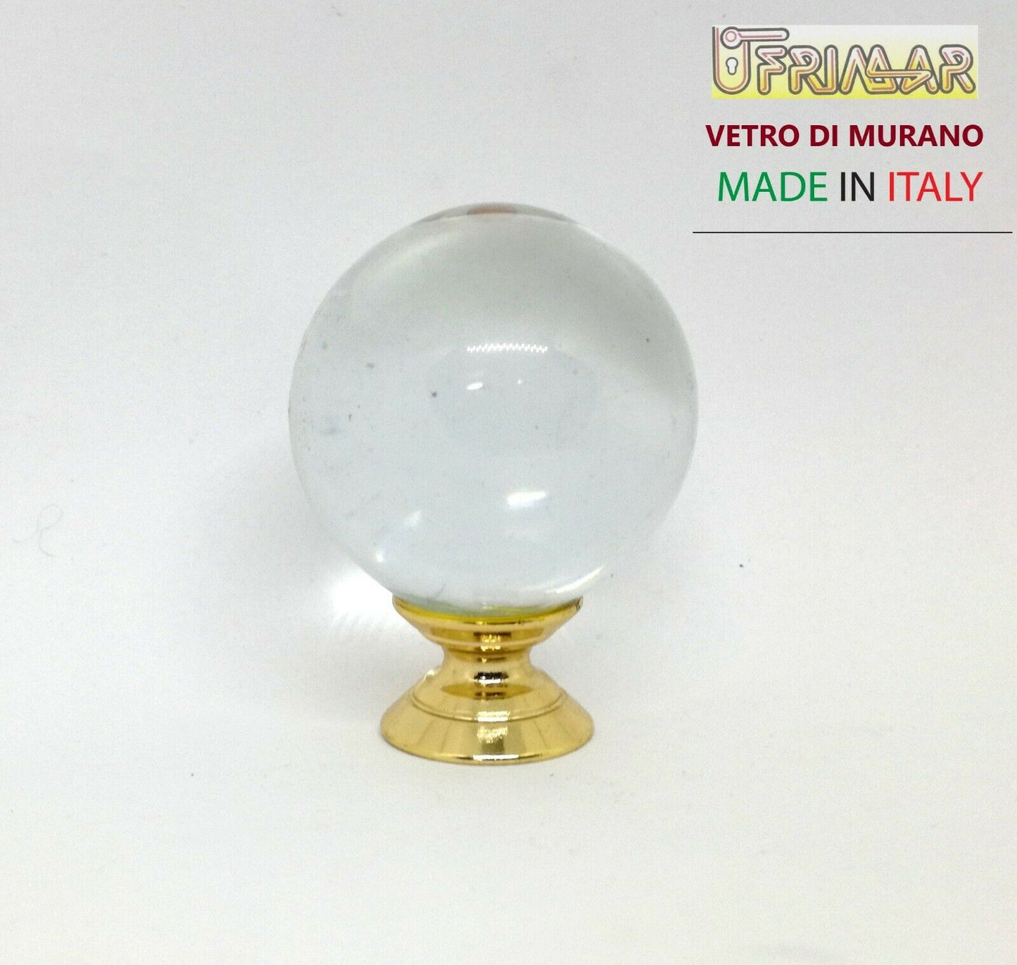 POMOLO VETRO MURANO SFERA DIAMETRO mm.40 BASE ORO vari colori POMOLINO VETRO