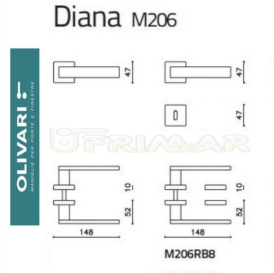 MANIGLIA OLIVARI DIANA M206RB8 BIOCROMO SATINATO CON ROSETTA Design ST.OLIVARI