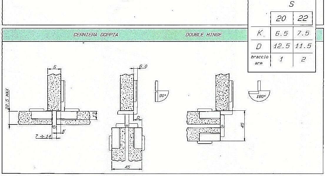 CERNIERA SYSTEM HOLZ SH SERIE 400/430 PER ANTA MOBILI UFFICIO ANTA SINGOLA