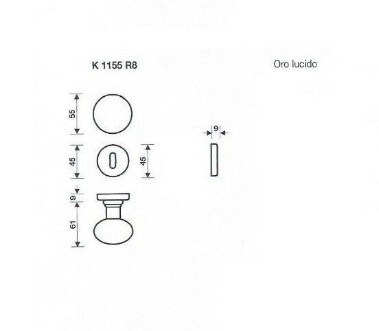 POMOLO POMELLO PER PORTA VALLI E VALLI K1155 ORO LUCIDO D.mm55 POMOLO TONDO