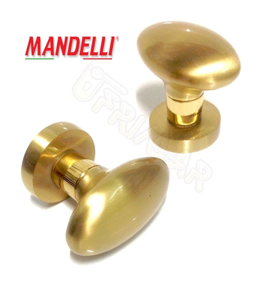 POMOLO PER PORTA OVALE MANDELLI ORO SATINATO ART.744 VERSIONE GIREVOLE E FISSO