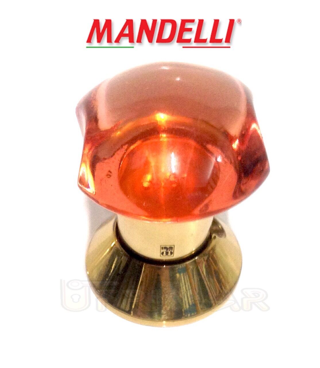 POMOLO PER PORTA MANDELLI ART.3004 VETRO MURANO ROSA LUCIDO + OTTONE LUCIDO