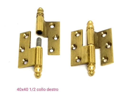 CERNIERA MOBILI ANTICHI BAROCCO CON BATTUTA mm.40x40 mezzo collo OTTONE Dx/Sx