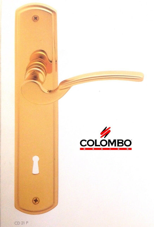 MANIGLIA PER PORTA COLOMBO DESIGN VIENNA CD21P ORO ZECCHINO CON PLACCA D.70