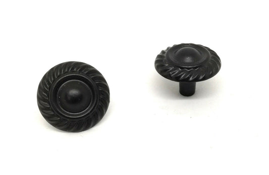 POMOLO FERRO BATTUTO PER MOBILI BASE IMPUGNATURA d.mm.29 VERNICIATO NERO OPACO