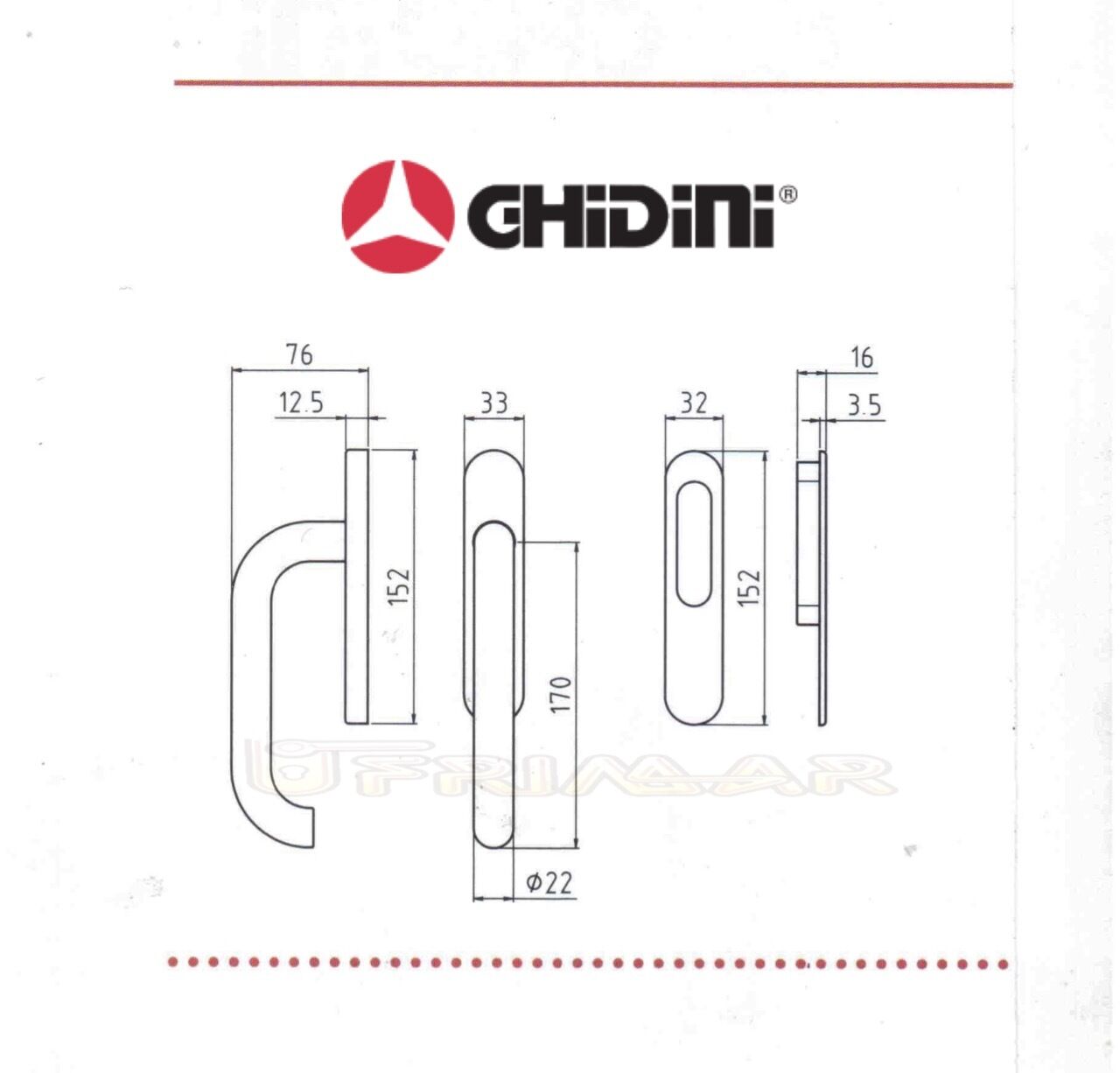 Maniglia per alzante scorrevole GBP ottone lucido Milena ridotto 55980605001