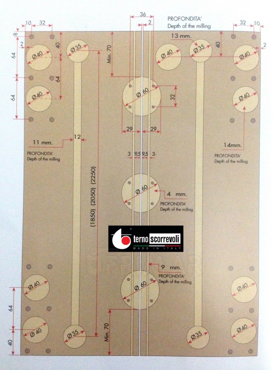 Cerniera per anta a libro Terno scorrevoli 885/60 serie Libro Top Tonda a scatto