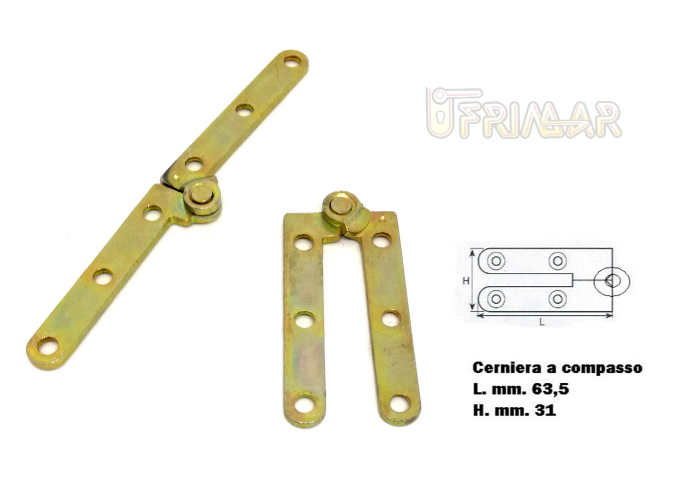 CERNIERA PER MOBILE PER ANTE A COMPASSO mm.63,5x31 BRONZATO PER ANTA A LIBRO