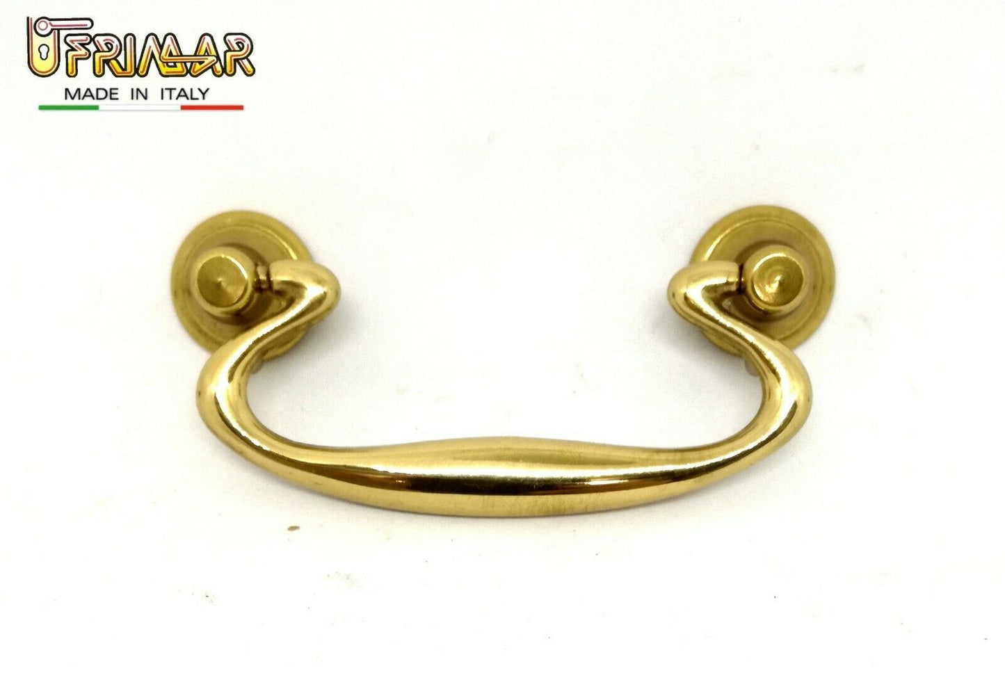 MANIGLIA PER MOBILI ANTICHI CLASSICI Interasse mm.75 OTTONE LUCIDO ditta BESANA