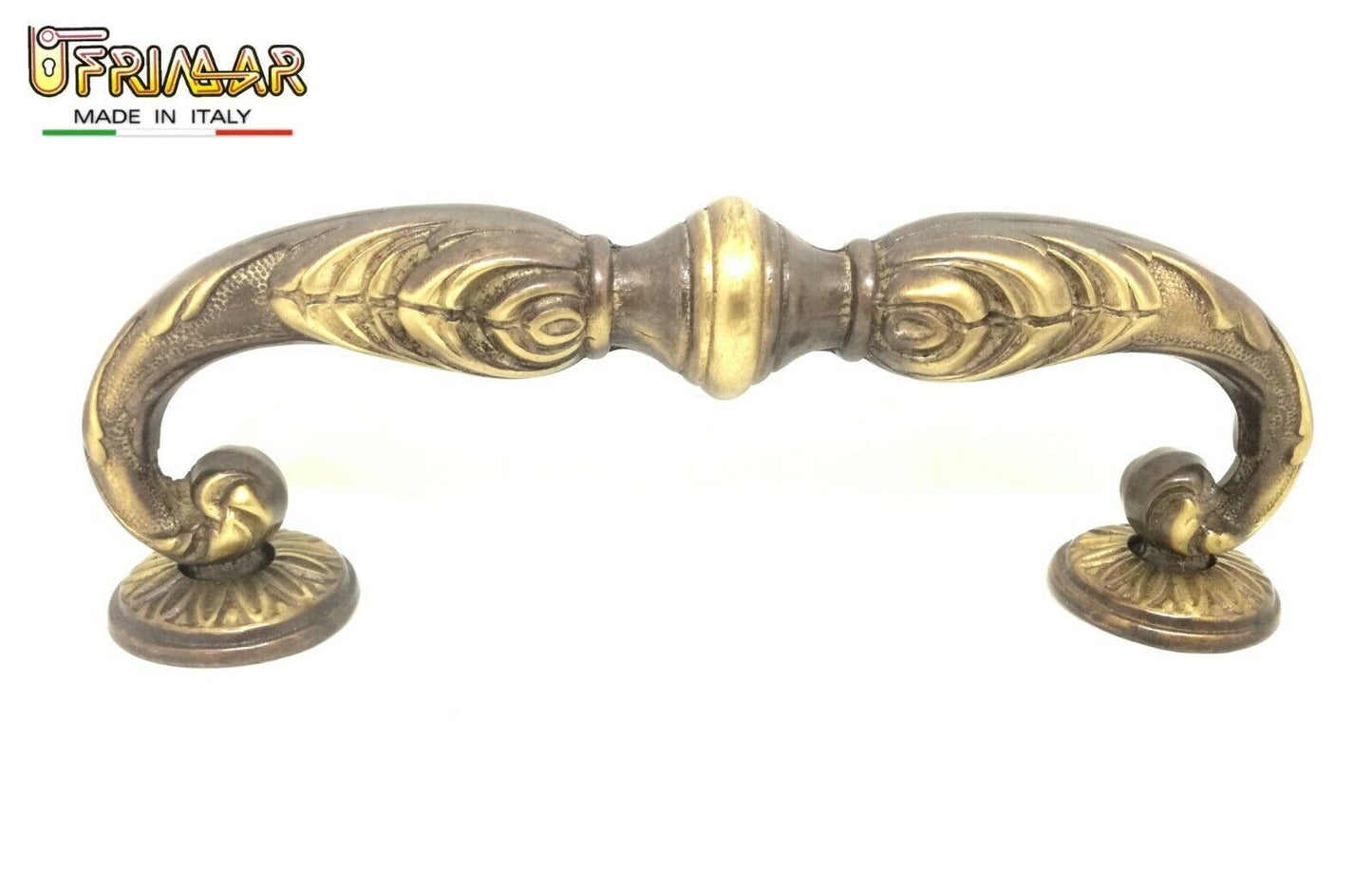 MANIGLIONE PER PORTA PORTONE MANIGLIA CLASSICA L. mm.200 OTTONE BRONZATO