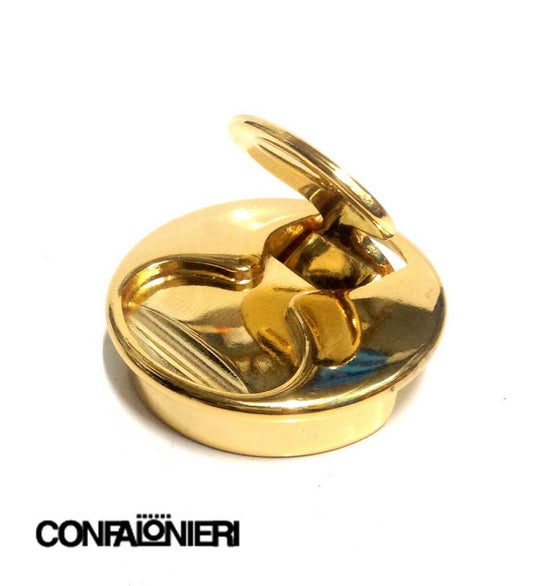 Maniglia Incasso con levetta pieghevole per ante in legno D.mm.42 Oro Lucido