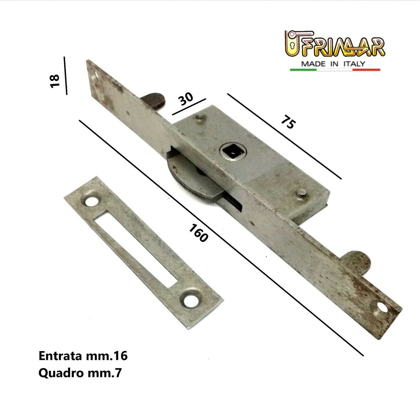 CREMONESE CHIUSURA PER FINESTRE PIASTRA mm.160x18 QUADRO mm.7 MARTELLINA INCASSO