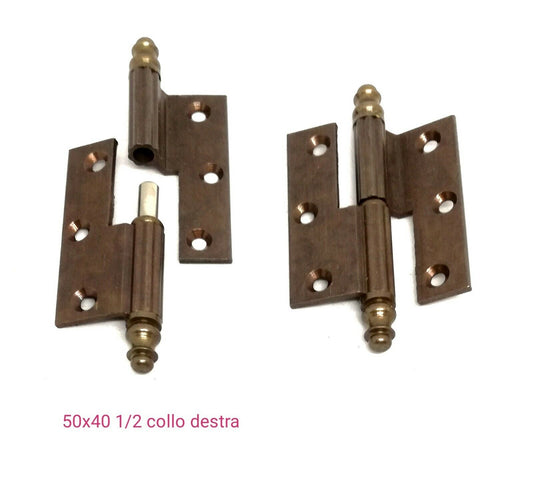CERNIERA MOBILI ANTICHI BAROCCO CON BATTUTA mm.50x40 mezzo collo BRONZO Dx/Sx