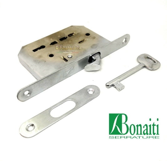 SERRATURA GANCIO BONAITI CON CHIAVE CROMO SAT SERRATURA PORTA SCORREVOLE GIRAFFA