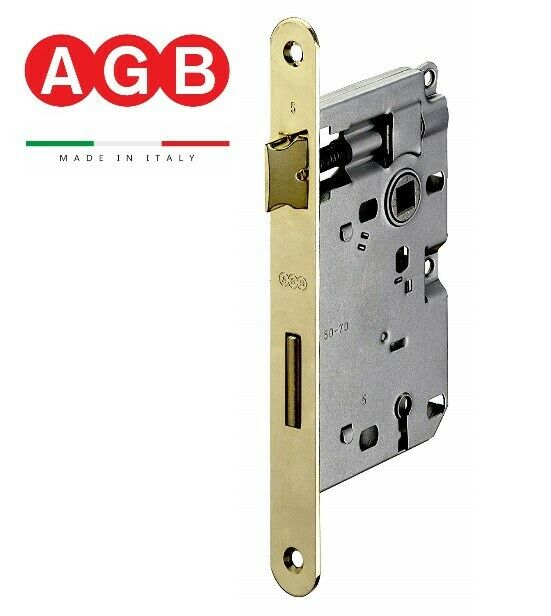 SERRATURA PORTA AGB PATENT PICCOLA B005715003 E. mm.50 OTTONATA CON INCONTRO