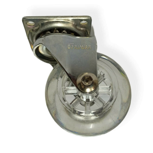 Ruote per mobili D.50 Altezza mm.64 ruota in gomma trasparente girevole ufficio