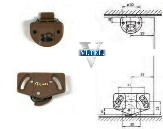 Kit per ante scorrevoli incasso foro 30 scorrevole plastica + catenaccio a molla