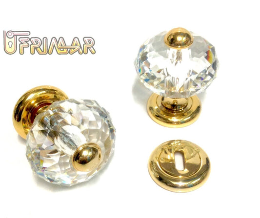 POMOLO PER PORTA PORTONE CRISTALLO SWAROVSKY d.mm.80 ORO GOLD GIREVOLE O FISSO
