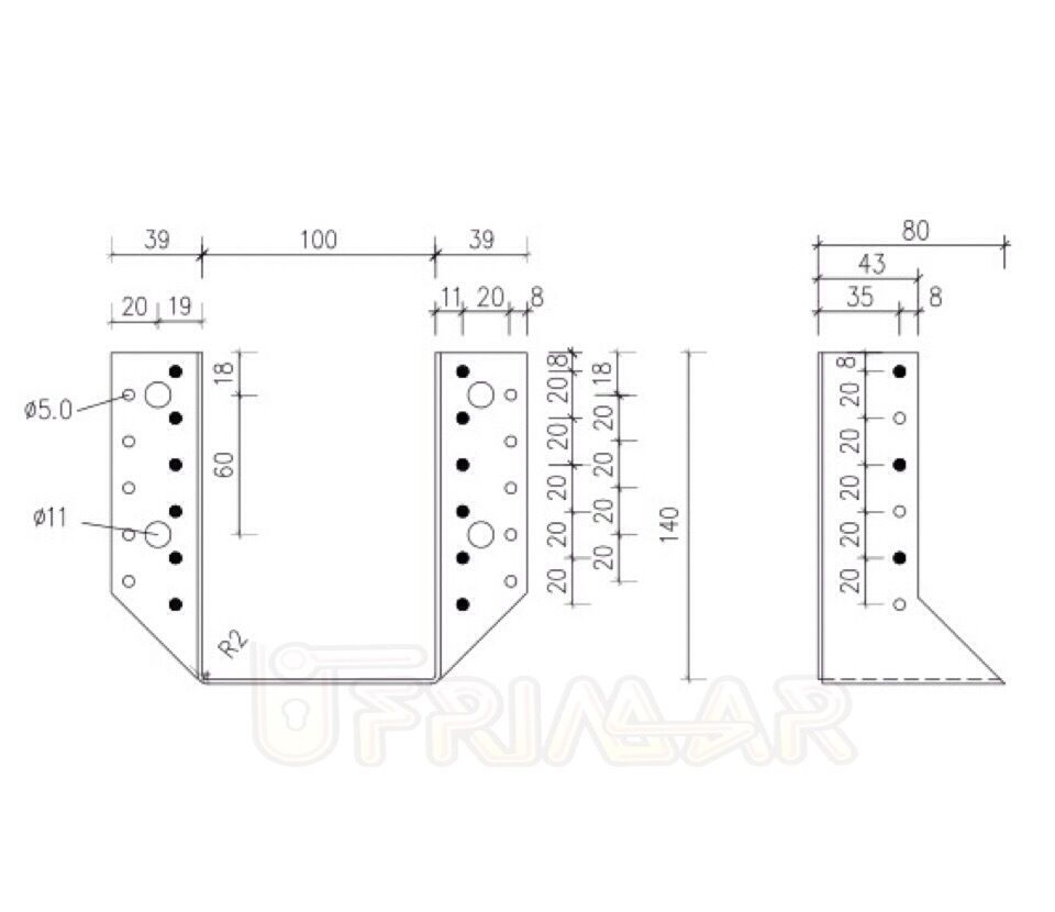 STAFFA SUPPORTO ANCORAGGIO PER TRAVI IN LEGNO 100x140 SCARPA GAZEBO E COPERTURE