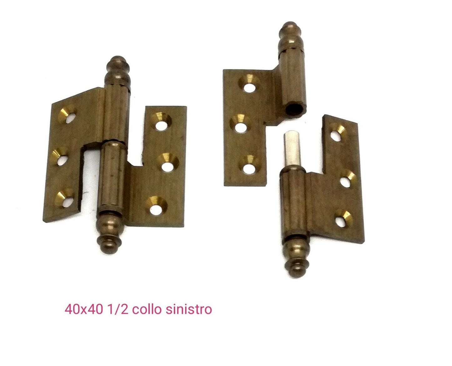 CERNIERA MOBILI ANTICHI BAROCCO CON BATTUTA mm.40x40 mezzo collo BRONZO Dx/Sx