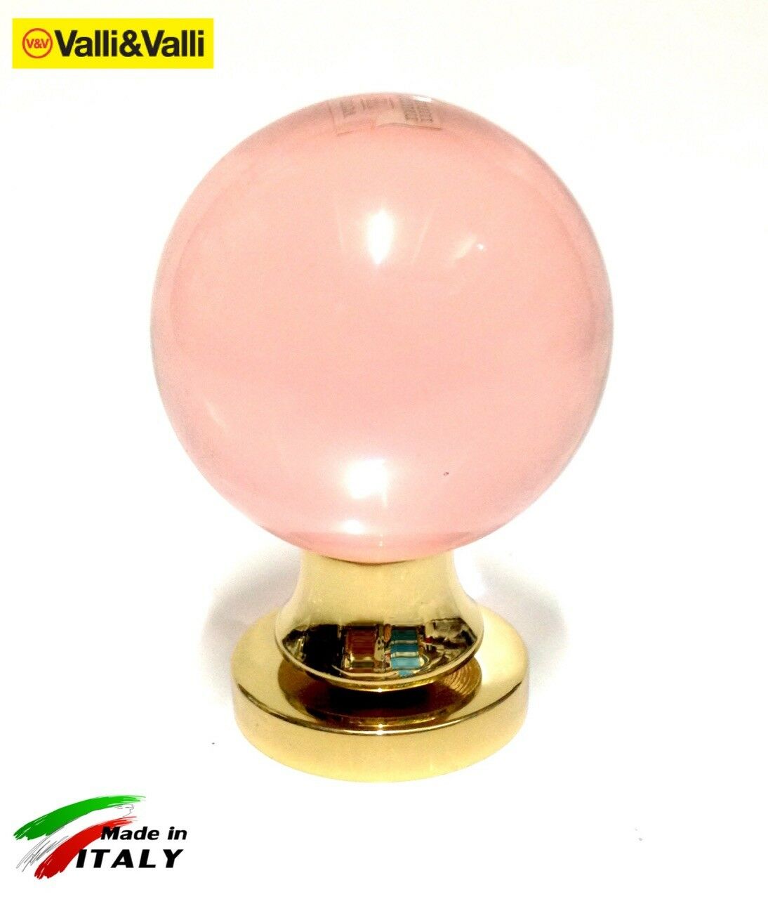 POMOLO POMELLO PER PORTA VALLI E VALLI VETRO MURANO ROSA D.mm.70 K1157 FISSO