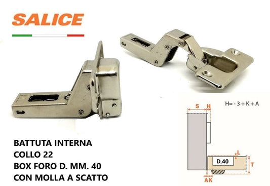 CERNIERA SALICE FAP CFA7P99 FORO D.40 BATT. INTERNA COLLO 22 CON MOLLA A SCATTO