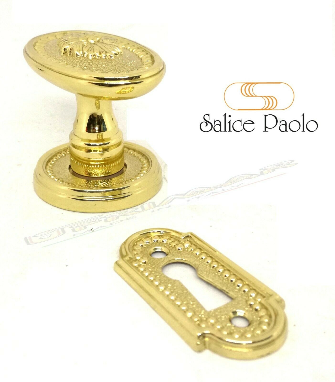 POMOLO PORTA PORTONE FISSO GIREVOLE SALICE HANNOVER 4352/4350 OTTONE LUCIDO