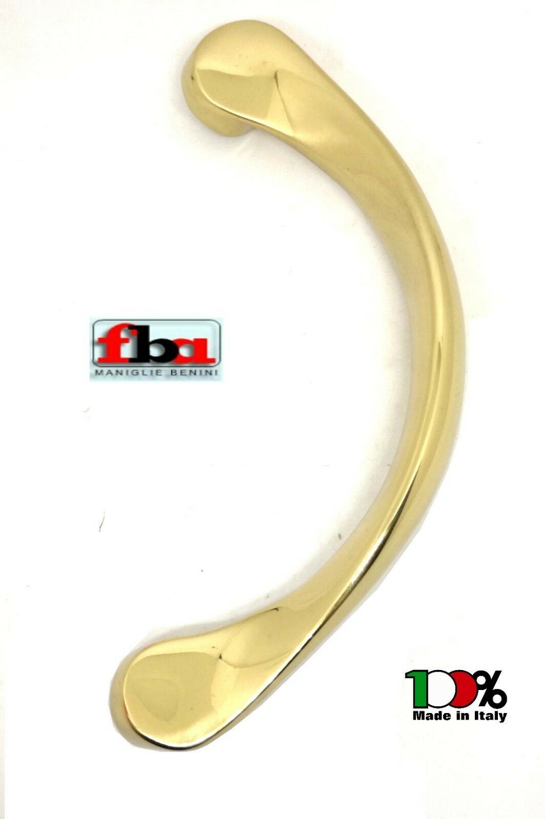 MANIGLIONE PORTA CURVO IN OTTONE FBA MARTINA mm.275 ORO LUCIDO Interasse mm.245