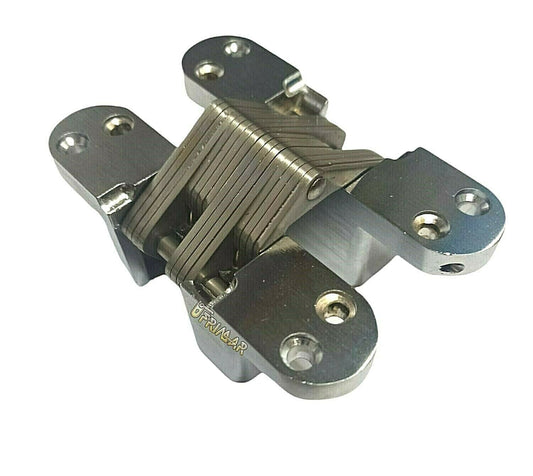 CERNIERA INVISIBILE A SCOMPARSA mm.117,5x27 PER PORTE IN LEGNO CROMO SATINATO