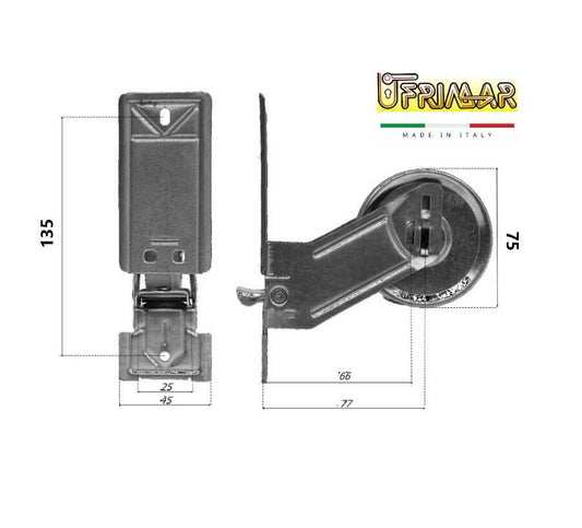 AVVOLGITORE A MOLLA RUOTA PER TAPPARELLE AVVOLGIBILI INT. mm.135 MT.5 CON PLACCA