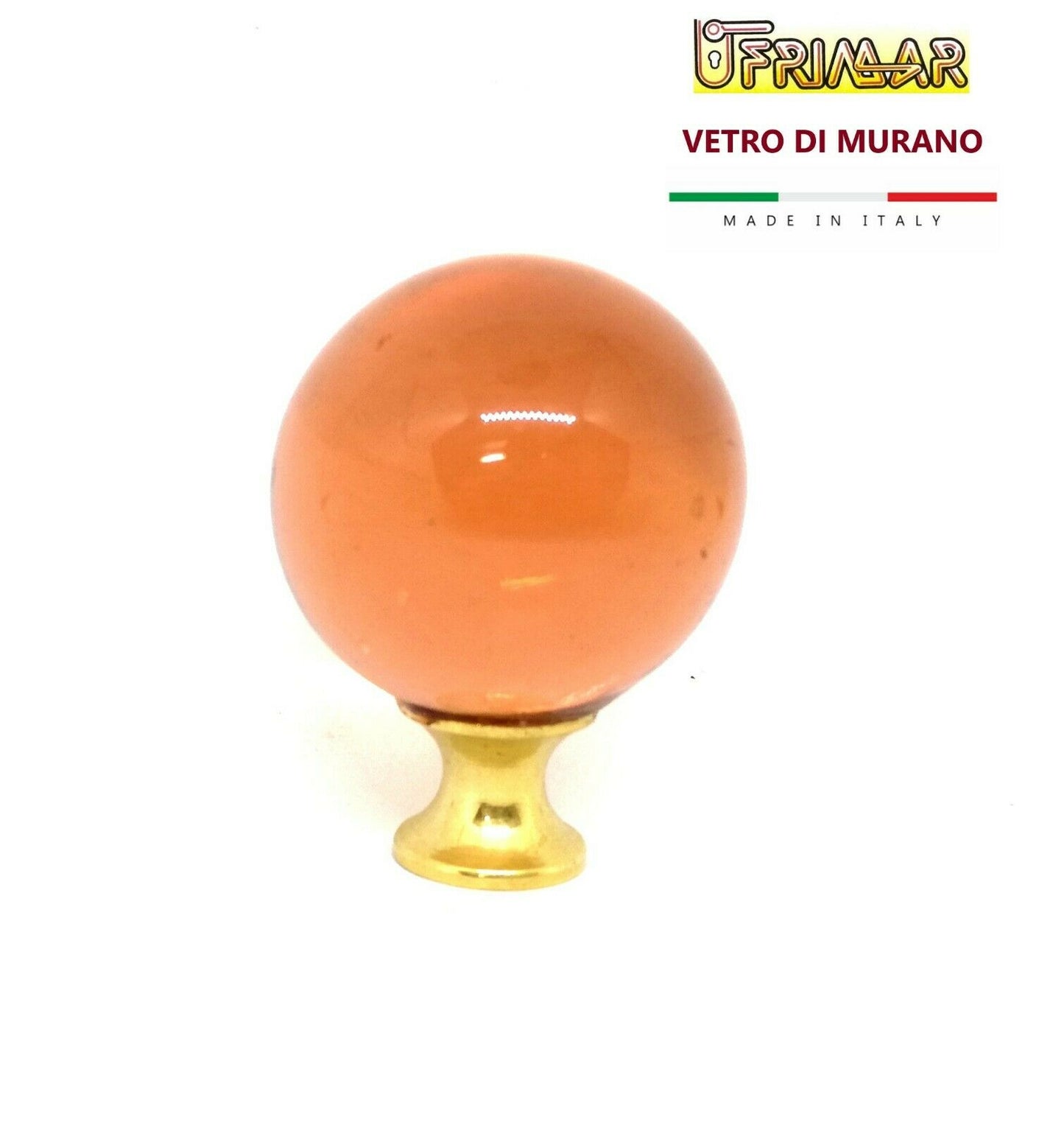 POMOLO VETRO MURANO SFERA DIAMETRO mm.40 BASE ORO vari colori POMOLINO VETRO
