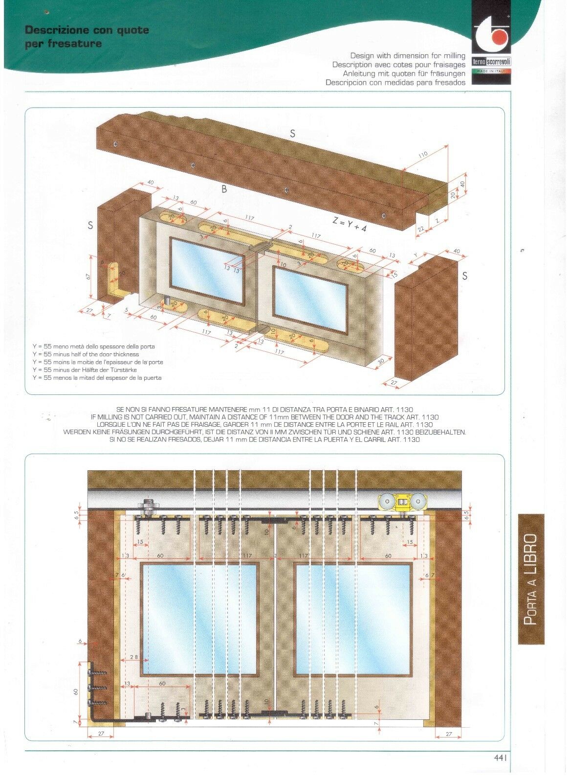 Cerniera Superiore Terno art.1135 per anta scorrevole a libro (ricambio)