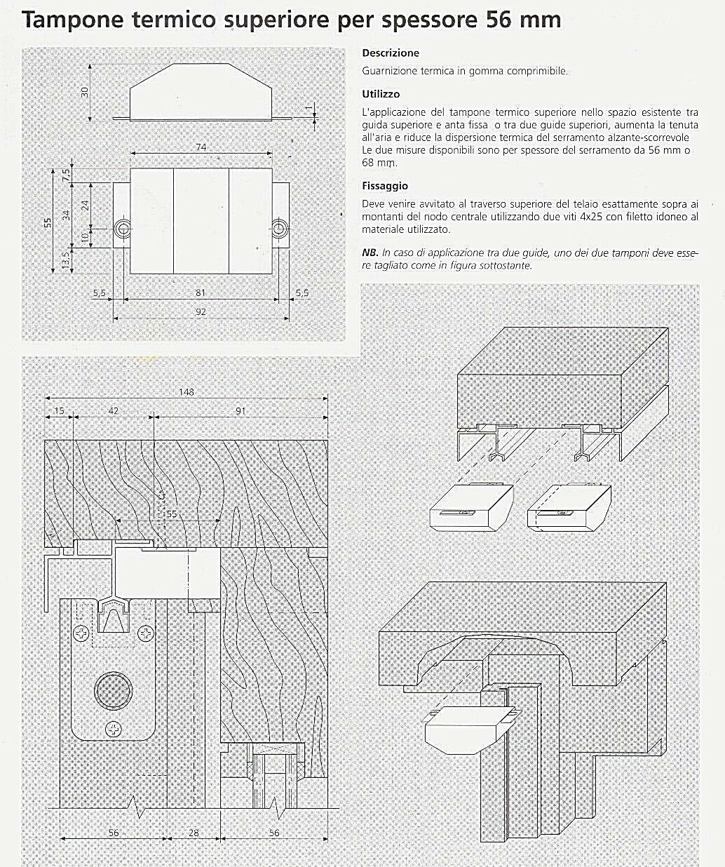 Tampone termico superiore per alzante scorrevole AGB G007280030 x spess. 56 mm.