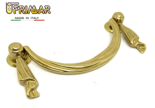 MANIGLIA PER MOBILI ANTICHI Interasse mm.64 OTTONE LUCIDO CLASSICA ditta BESANA
