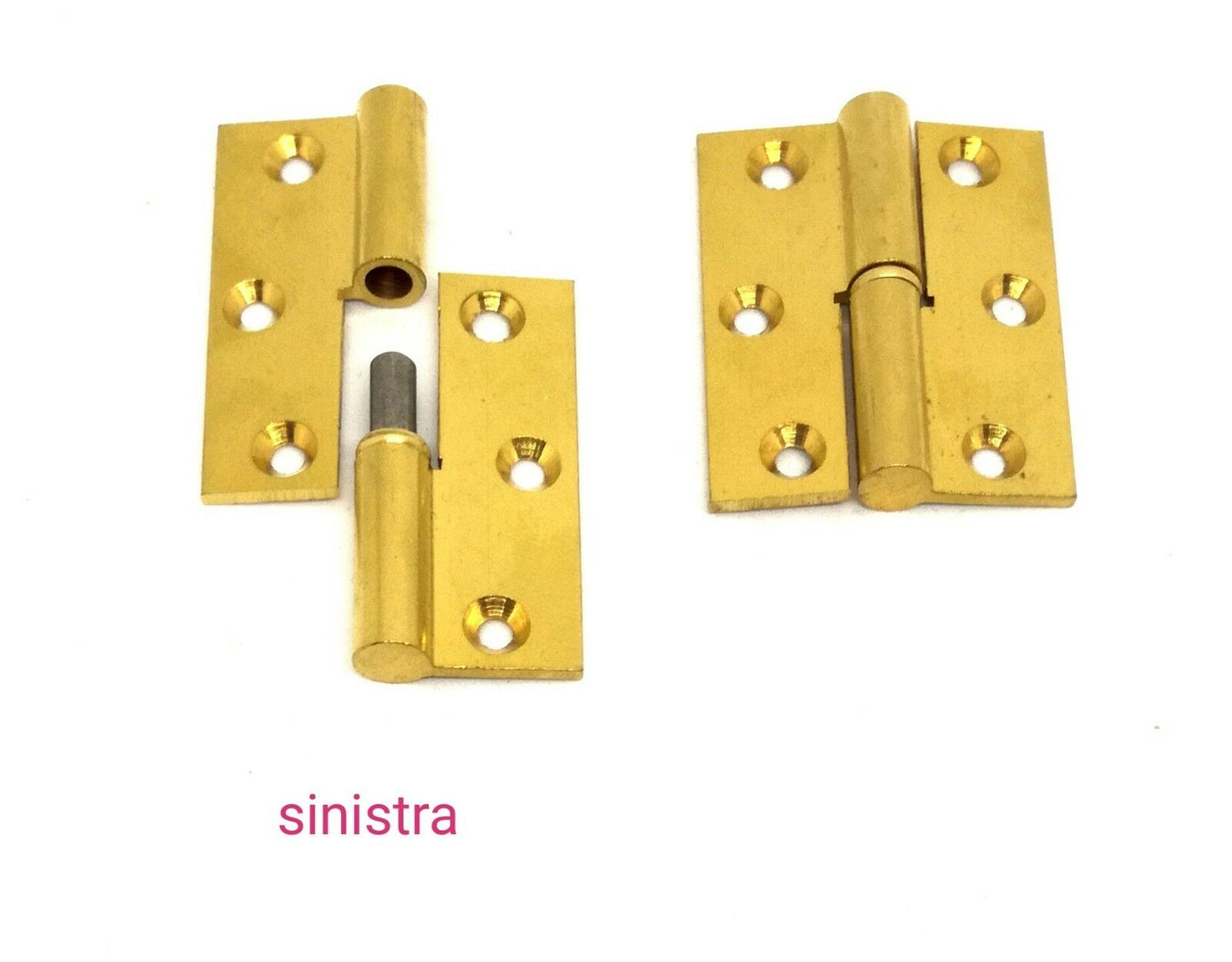 CERNIERE PER MOBILI ANTICHI IN OTTONE TIPO PIANO mm.50x40 Dx/Sx SFILABILE D.mm.8