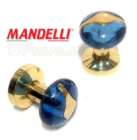 POMOLO PER PORTA MANDELLI DUO ART.3124 METACRILATO ACQUAMARE + OTTONE LUCIDO