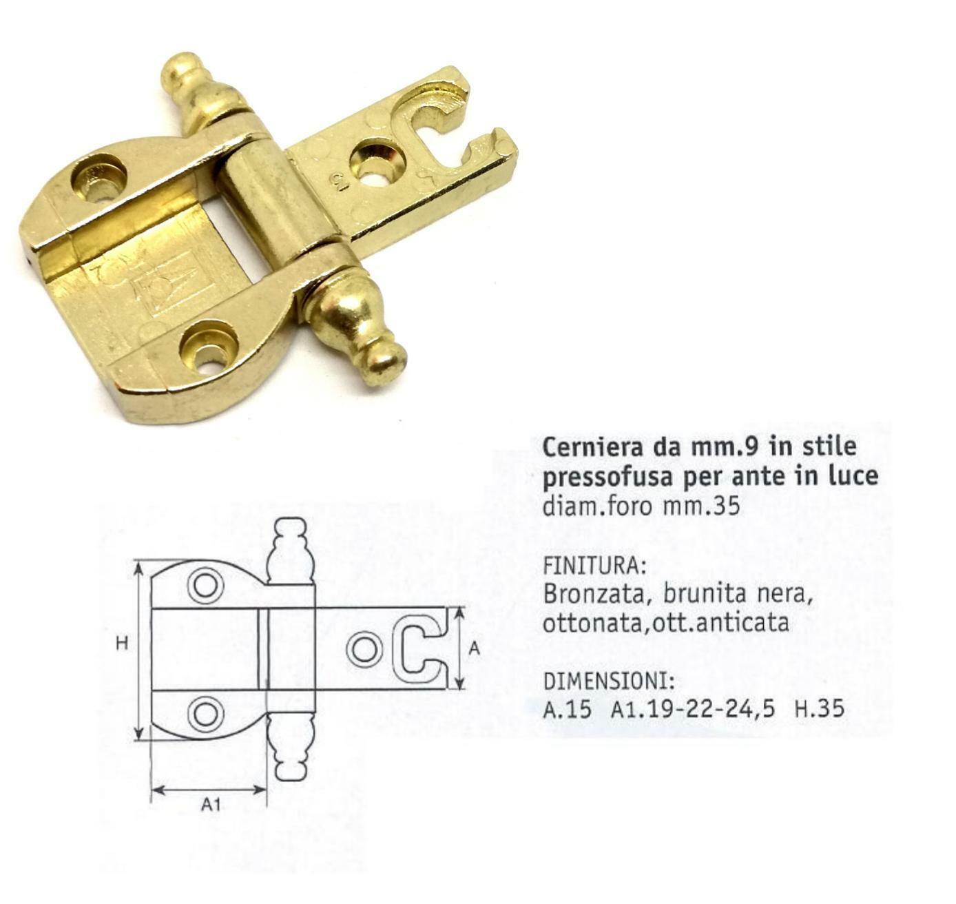 CERNIERA MOBILI ANTICHI X ANTE OTTONATA FORO mm.35 MOBILI IN STILE ANSELMI 230