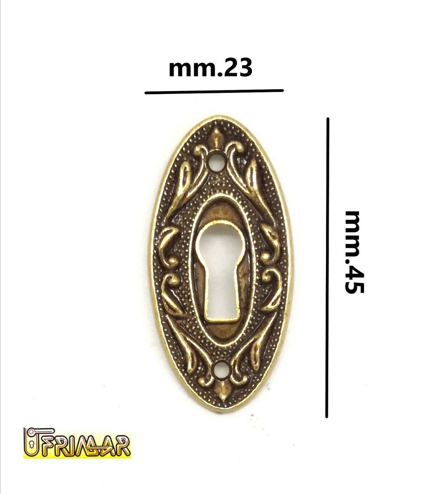 BOCCHETTA CHIAVE PER MOBILI STILE ANTICO mm.45x23 ORO FRANCESE ditta GIUSTI