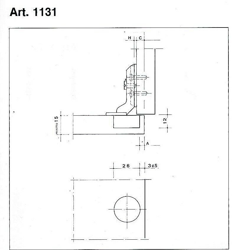 CERNIERA CONFALONIERI UCG 1131 PER ANTA LEGNO A SORMONTO FORO 26 Ap.92°