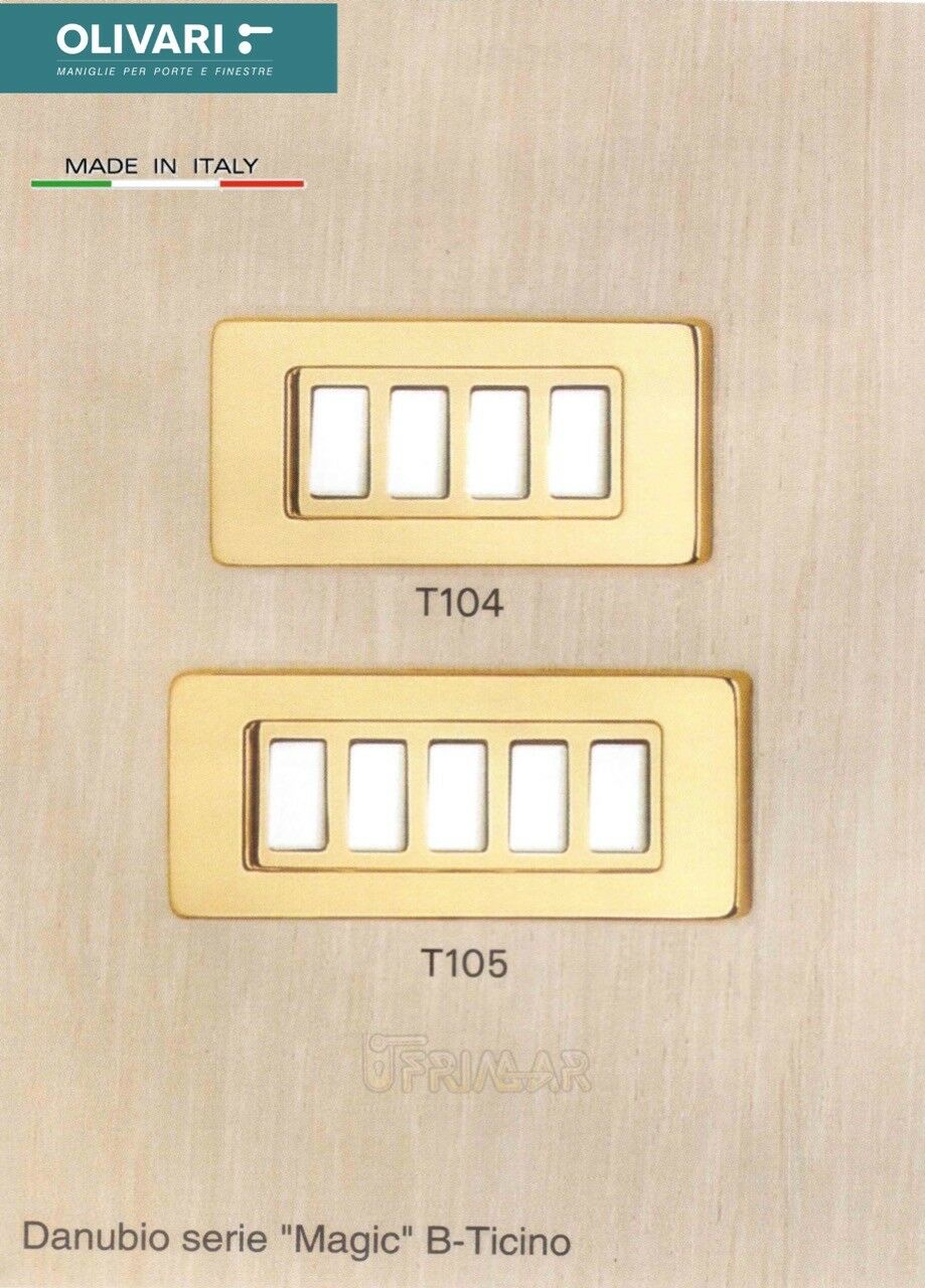 Coprinterruttore Olivari T104 Danubio Ottone Lucido 4 Tasti "Magic" Bticino
