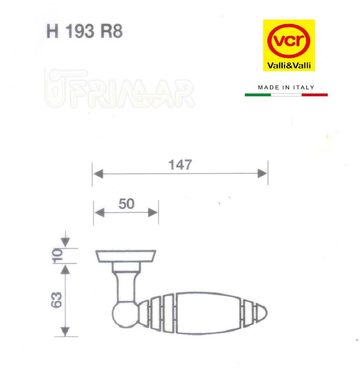 Maniglia porta Valli & Valli Lulu H193 R8 Oro lucido + Satinato Valli e Colombo