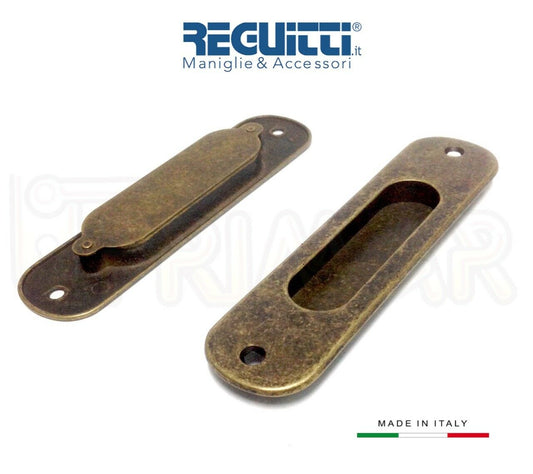 Maniglia incasso porte scorrevoli Reguitti 520PI Ottone Antico senza foro chiave