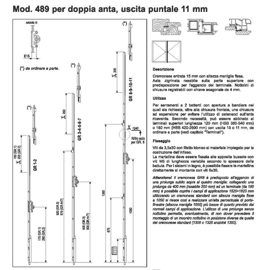 Cremonese AGB doppia anta A404891510 E.mm.15 cm.220/240 GR10 compat. A004881510