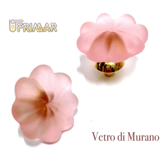 POMOLO VETRO DI MURANO D.mm.30 ROSA ACIDATO con base ORO LUCIDO Made in Italy