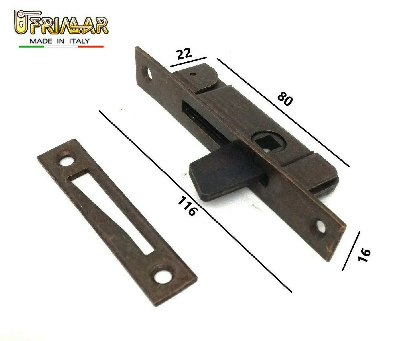 CREMONESE CHIUSURA PER FINESTRE PIASTRA mm.116x16 QUADRO mm.7 MARTELLINA INCASSO